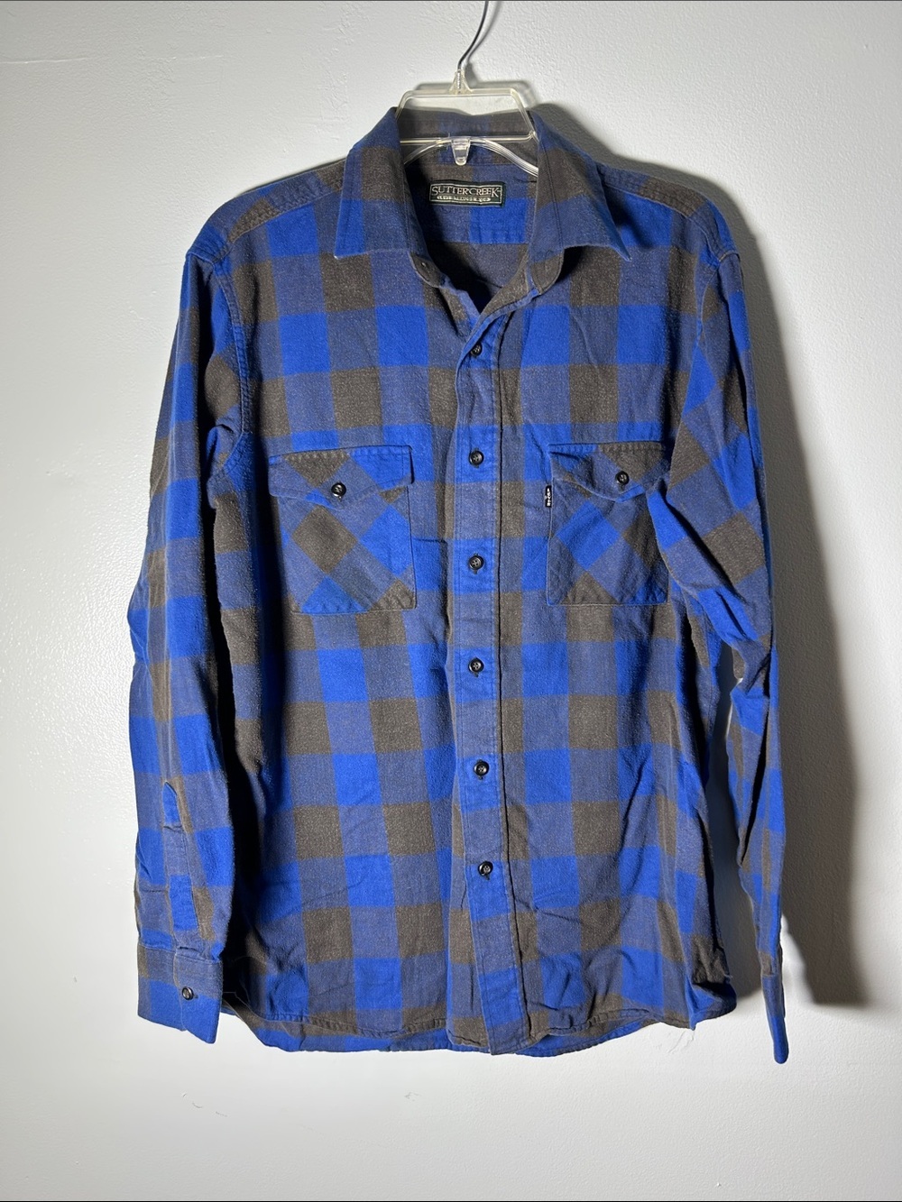 80’s Sutter Creek Levi’s Men's Blue & Gray Plaid Button-Up Shirt
